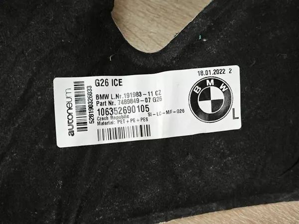 Aislamiento Acústico OEM 7489849 Maletero Izquierdo BMW G26 image 5