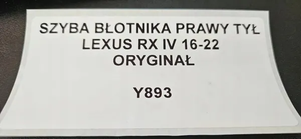 Vitre de Garde-Boue Droit Arrière Lexus RX IV 16-22 image 9