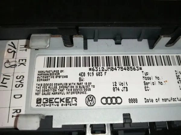 Audi navigatiescherm OEM 4E0919603F - Gebruikt image 3