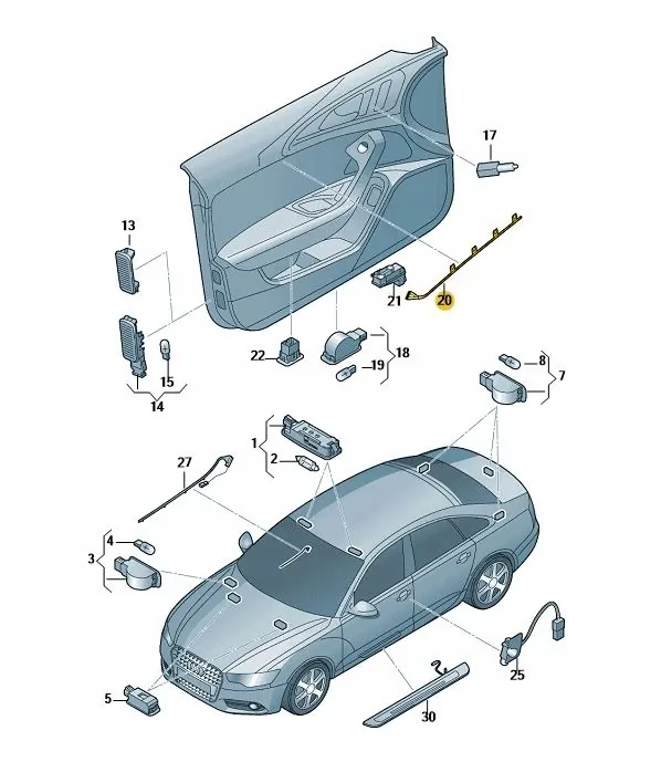 OEM 4G0919174A Fram höger dörrlist belysning Audi A6 C7 image 6