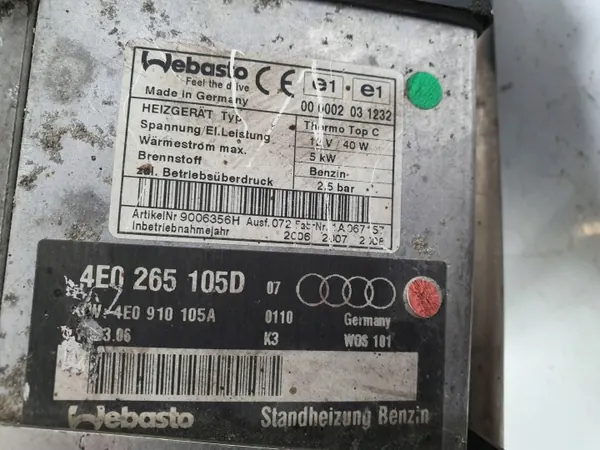 Audi A8 S8 D3 hulpverwarming OEM 4E0265105D image 4