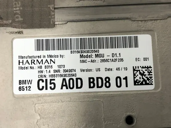 Käytetty High 3 päälaite OEM 65125A0DBD8 BMW 3 G20:lle image 9