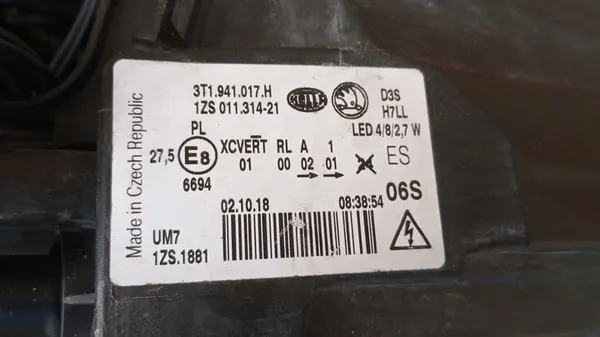 VASEN XENONVALO SKODA SUPERB II 2013-2015 image 8