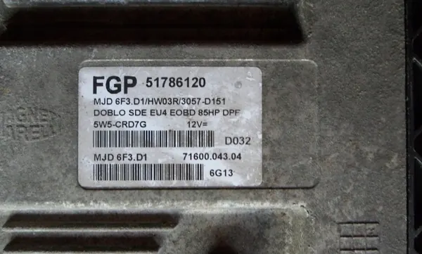 ECU Fiat Doblo 1.3 MJD 6F3.D1 51826701 image 4