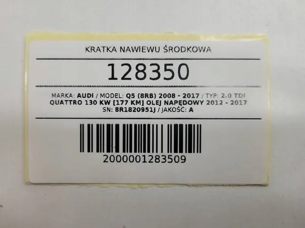Grade de Ar Central Audi Q5 8RB 8R1820951J image 10