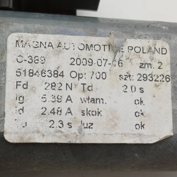 Elevador de vidro dianteiro direito Fiat Panda II OEM 51846384 image 3