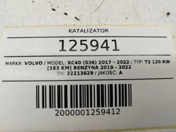 OEM 32213629 DPF Volvo XC40 T3 163:lle image 6