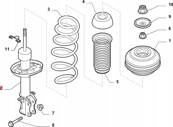 Ammortizzatore a molla anteriore sinistro Fiat Grande Punto image 2