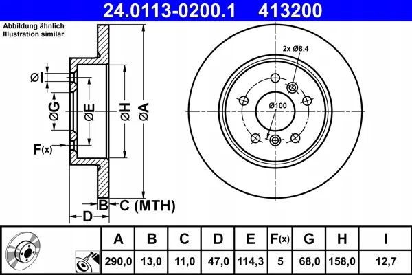 ATE Remschijf OEM 24.0113-0200.1 - Gebruikt image 2