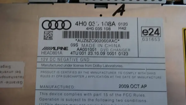 Changeur DVD OEM 4H0035108A pour Audi A8 D4 image 4