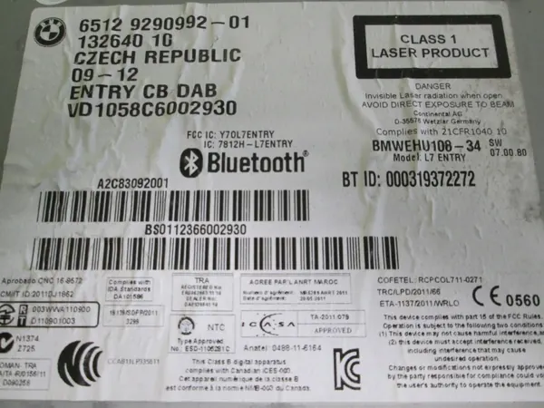 BMW OEM 9290992 Radio Professional CD DAB Bluetooth image 3
