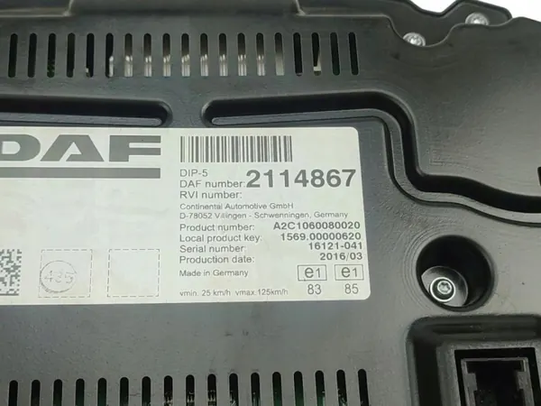 Cuentakilómetros DAF Tacho Kombiinstrument OEM 2114867 - Usado image 2