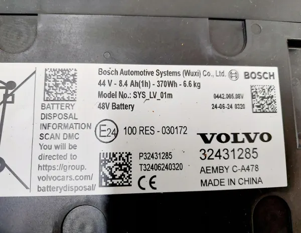 Batería Volvo OEM 32431285 para XC40 XC60 XC90 V90 image 5