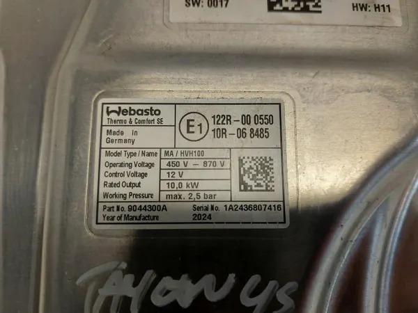 Porsche Taycan 4S 9J1 2021 Module Chauffage Webasto 9J1963507F-JLK0121 image 4