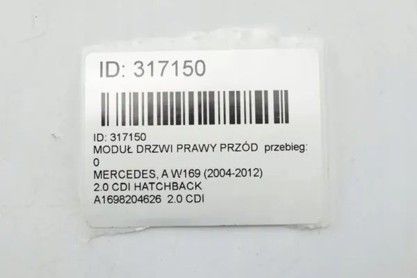Módulo puerta delantera derecha Mercedes Clase A W169 A1698204626 image 5