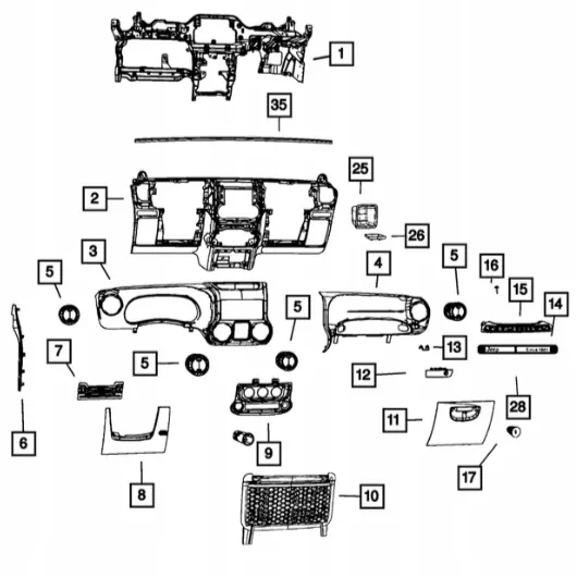 Cadre de panneau climatisation Jeep Wrangler JK 1PJ28DX9AC image 3