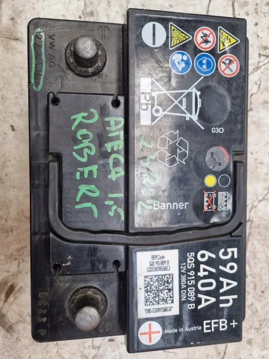 OEM 5QS Batterie 59Ah 640A Gebraucht - 23R DIN image 3