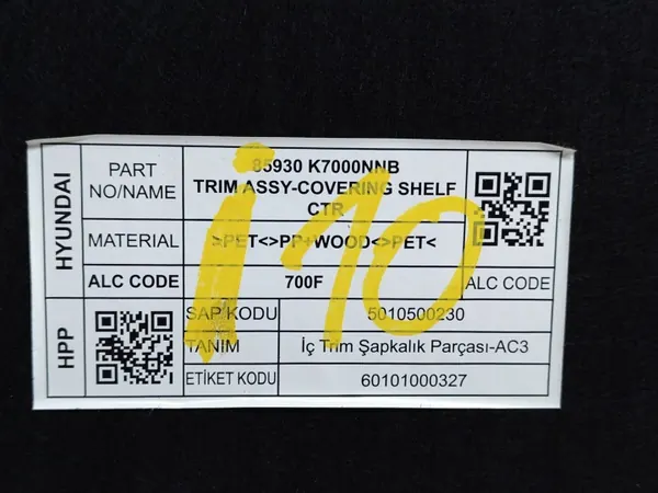 OEM 85930-K7000 takakontin hylly Hyundai i10 2019- image 6