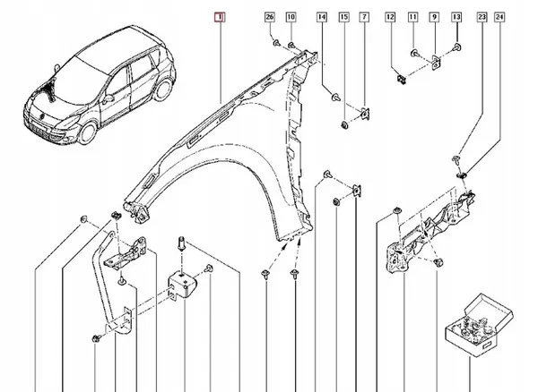 Höger Framskärm Renault Grand Scenic III TEDNH OEM: 631004270R image 2