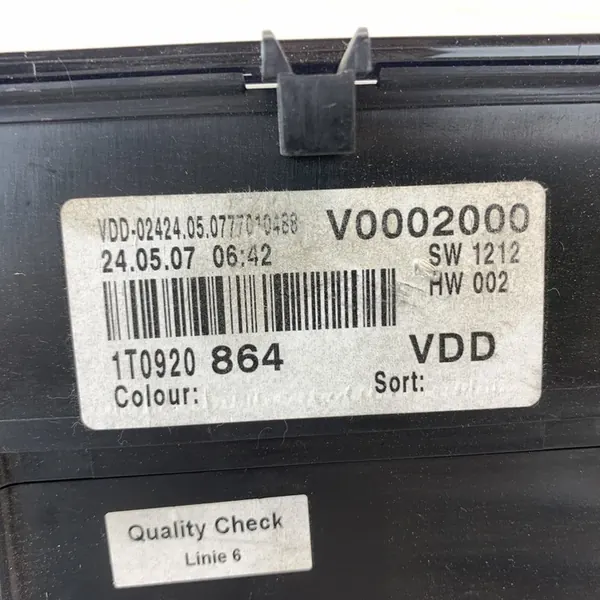 Nopeusmittari VW GOLF V TOURAN 1T LIFT 1.4 TSI 08r OEM image 9