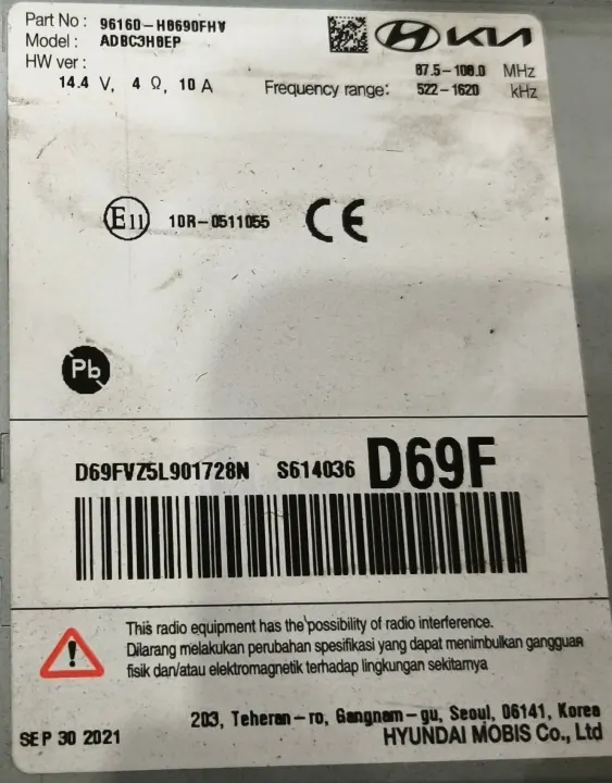 Radio Navegación KIA STONIC I 22r OEM 96160-H0690FHV image 3