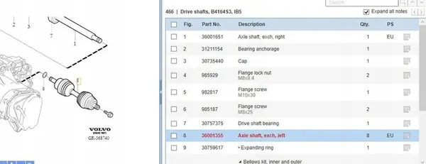 Volvo V50 2010 Vänster drivaxel 36001355 image 5