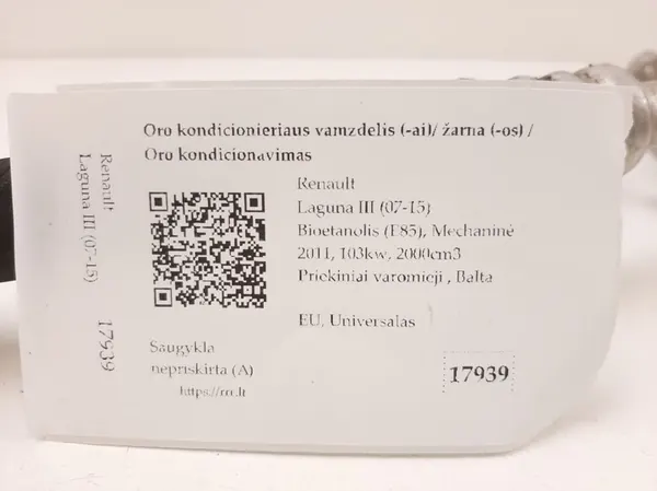 A/C Letku Renault Laguna III 2011 924540008R image 4