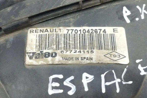 Farol dianteiro esquerdo RENAULT ESPACE III 7701042674 image 5