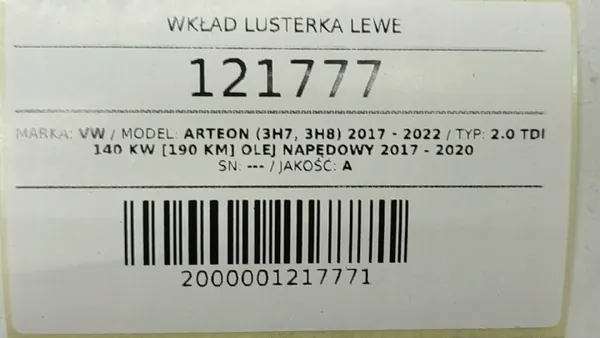OEM AUST121777 vasen peilin insertti VW Arteon image 5