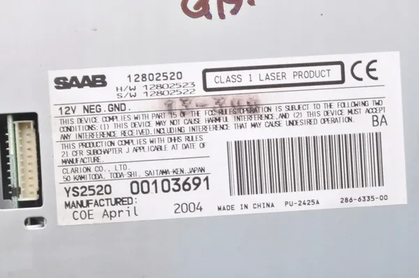 Saab 9-3 II CD-byttare Läsare OEM 12802520 image 7