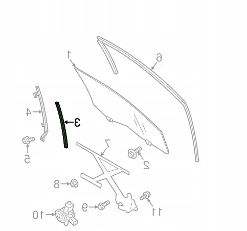 Hintere Fensterführung Dichtung OEM 5705A277 - Gebraucht image 2