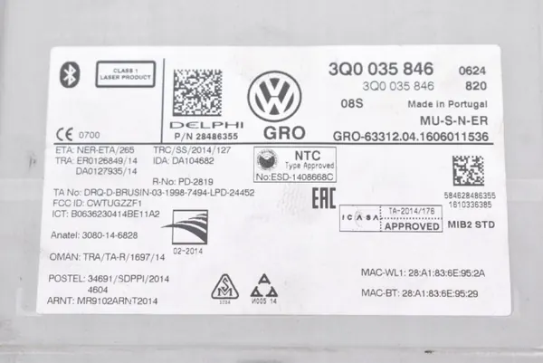 Leitor de navegação OEM 3Q0035846 para VW Passat B8 2014-2020 image 5