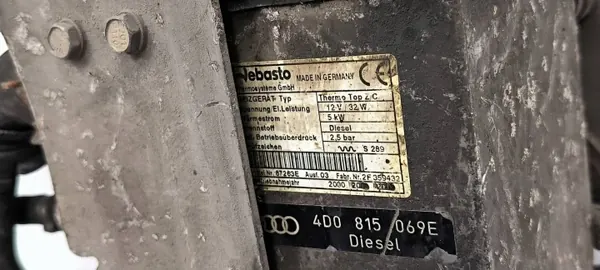 Webasto apulämmitys OEM 92255B Audi A8 S8 D2:lle image 6