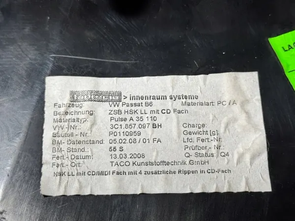 Boîte à gants VW Passat B6 OEM 3C1857101 Occasion image 5