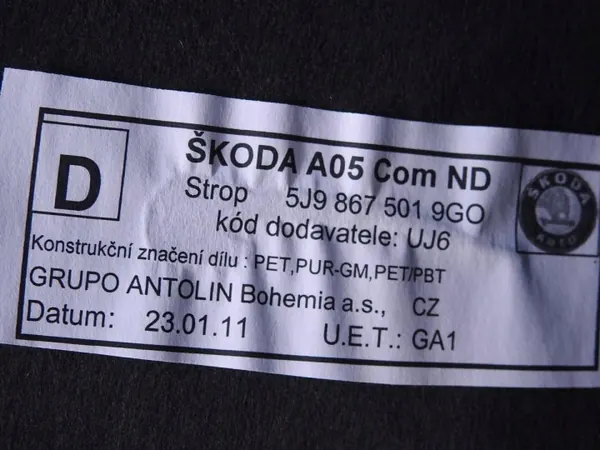 Ciel de toit Skoda Fabia II OEM 5J9867501 - Occasion image 5