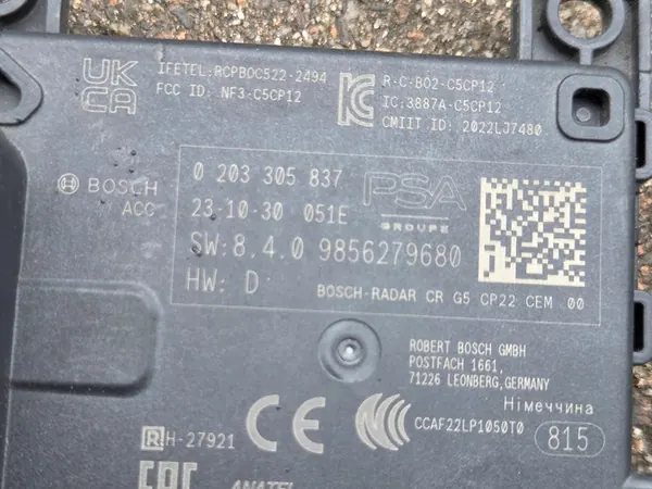 RADAR DISTRONIC PEUGEOT CITROEN OPEL 9856279680 image 6