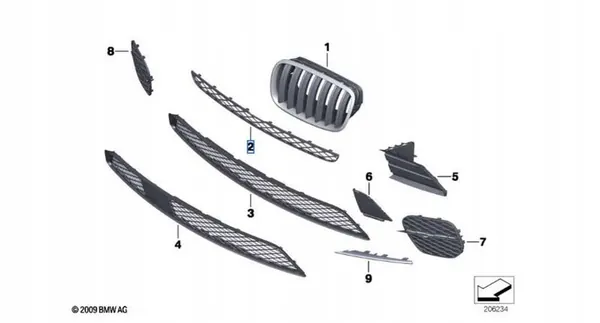 Griglia paraurti anteriore BMW X5 E70 51117222856 image 5