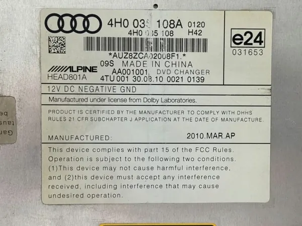 Audi A8 D4 DVD-wisselaar OEM 4H0035108A - Gebruikt image 3