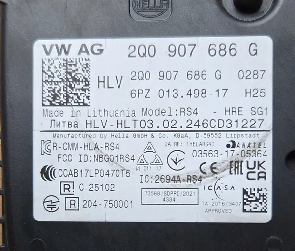 Höger Filändringsassistent 2Q0907686G VW Audi Skoda Seat image 6