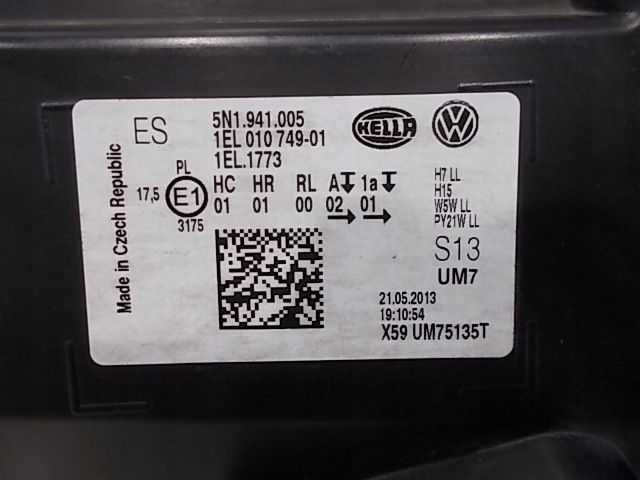 VW TIGUAN I LIFT 5N 12-16 FAROL ESQUERDO ORIGINAL image 10