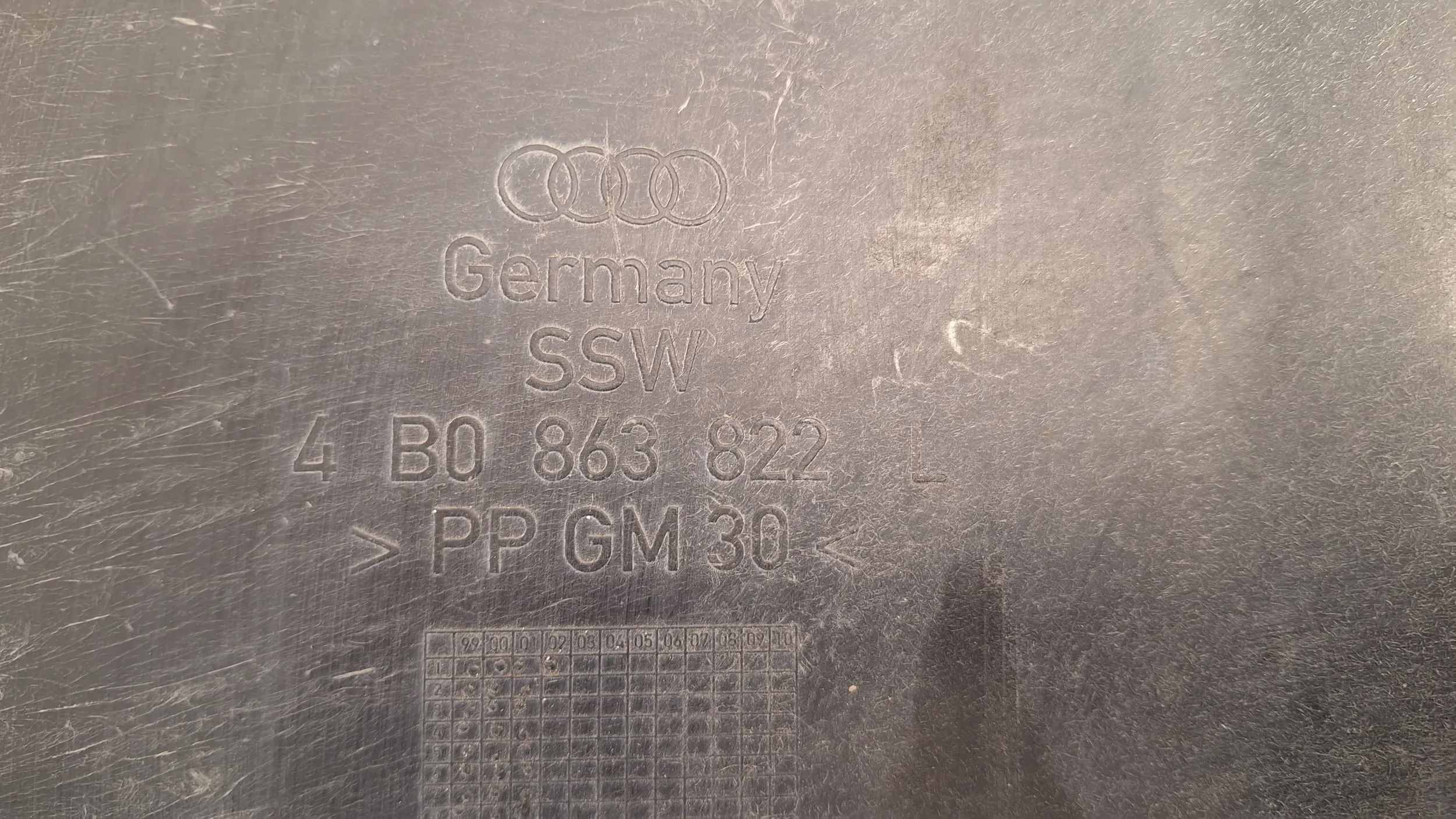 Cache sous moteur 4B0863822L Audi A4 B5 A6 C5 image 5