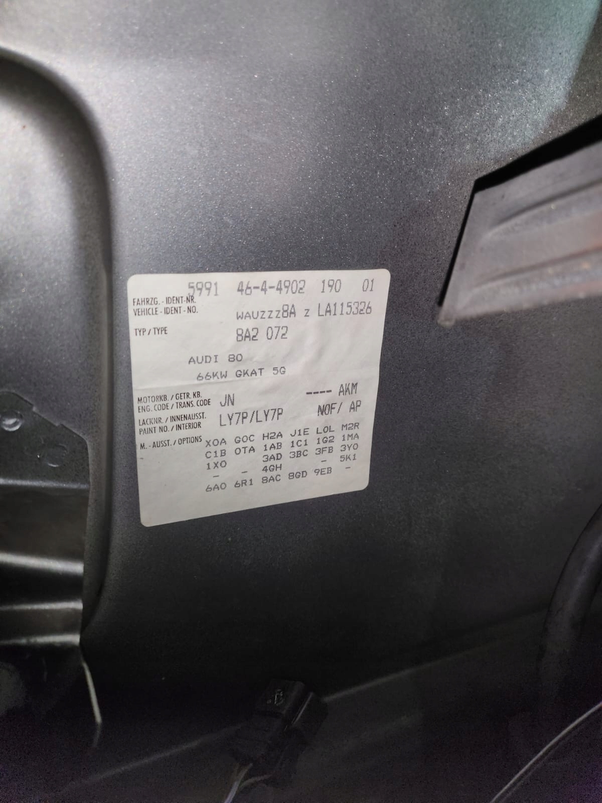 AUDI 80 B3 86-91 1.8 B JN Imusarja 026133223C image 6