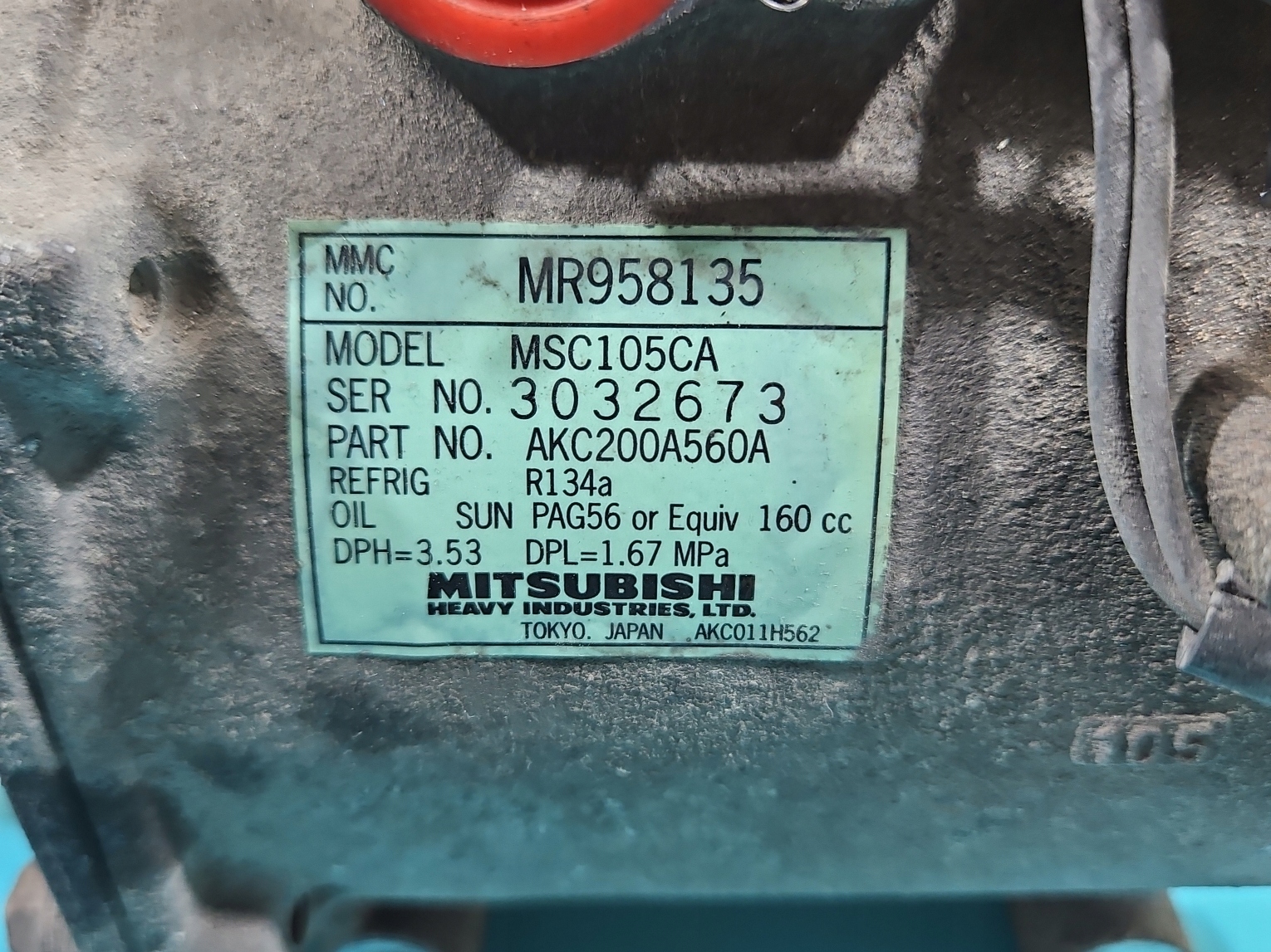 Compresseur climatisation Mitsubishi Grandis MR958135 MSC105CA image 6