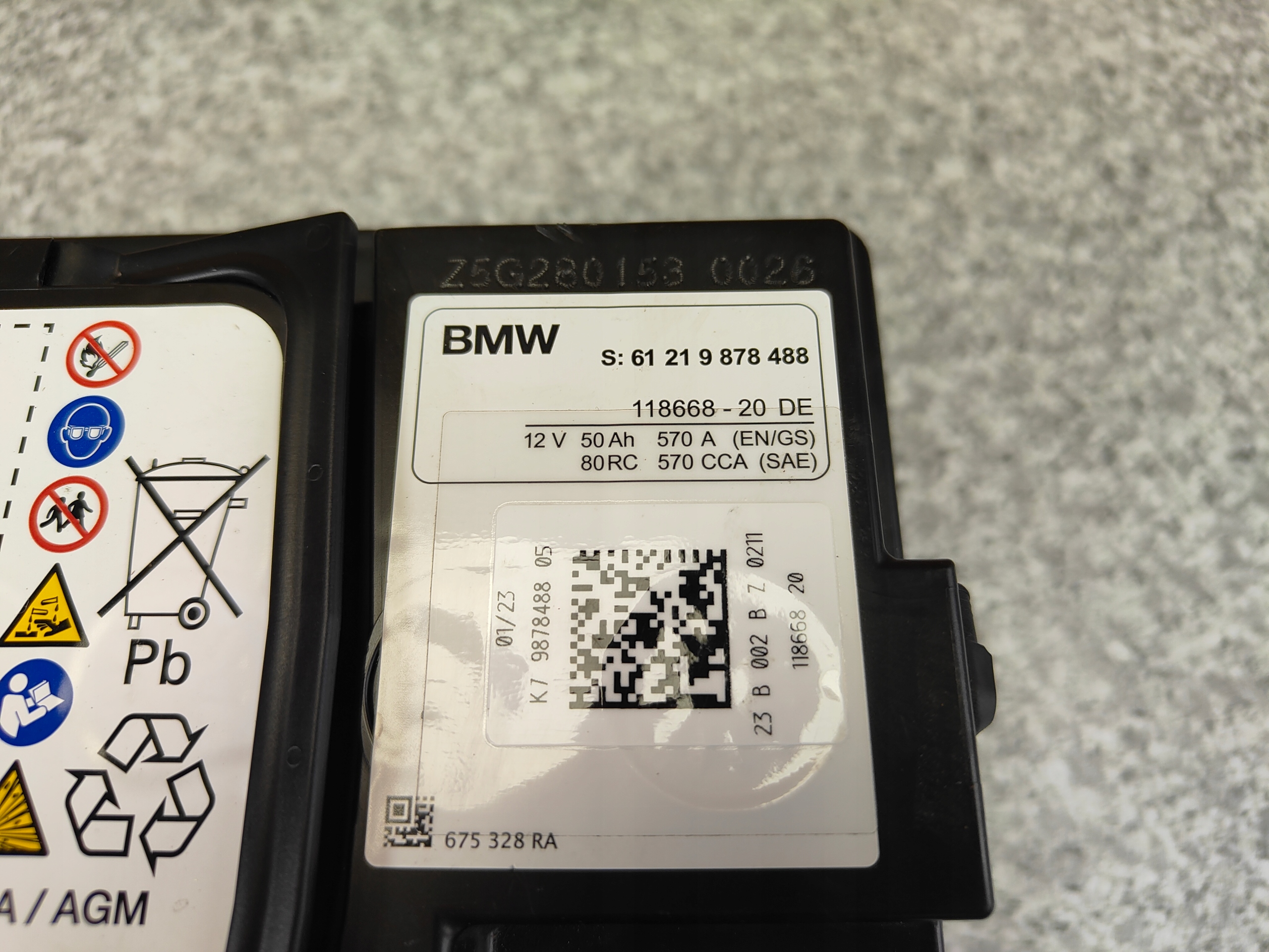 AGM Batterie 12V 50Ah 570A BMW 9878488 OEM 2023 image 3