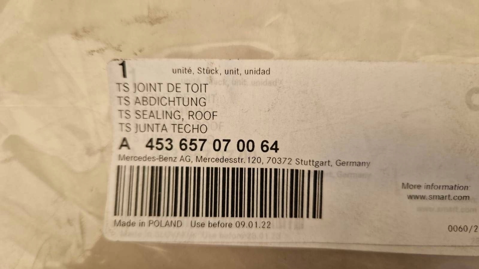 Mercedes Kit d'étanchéité de toit A453657070064 image 3