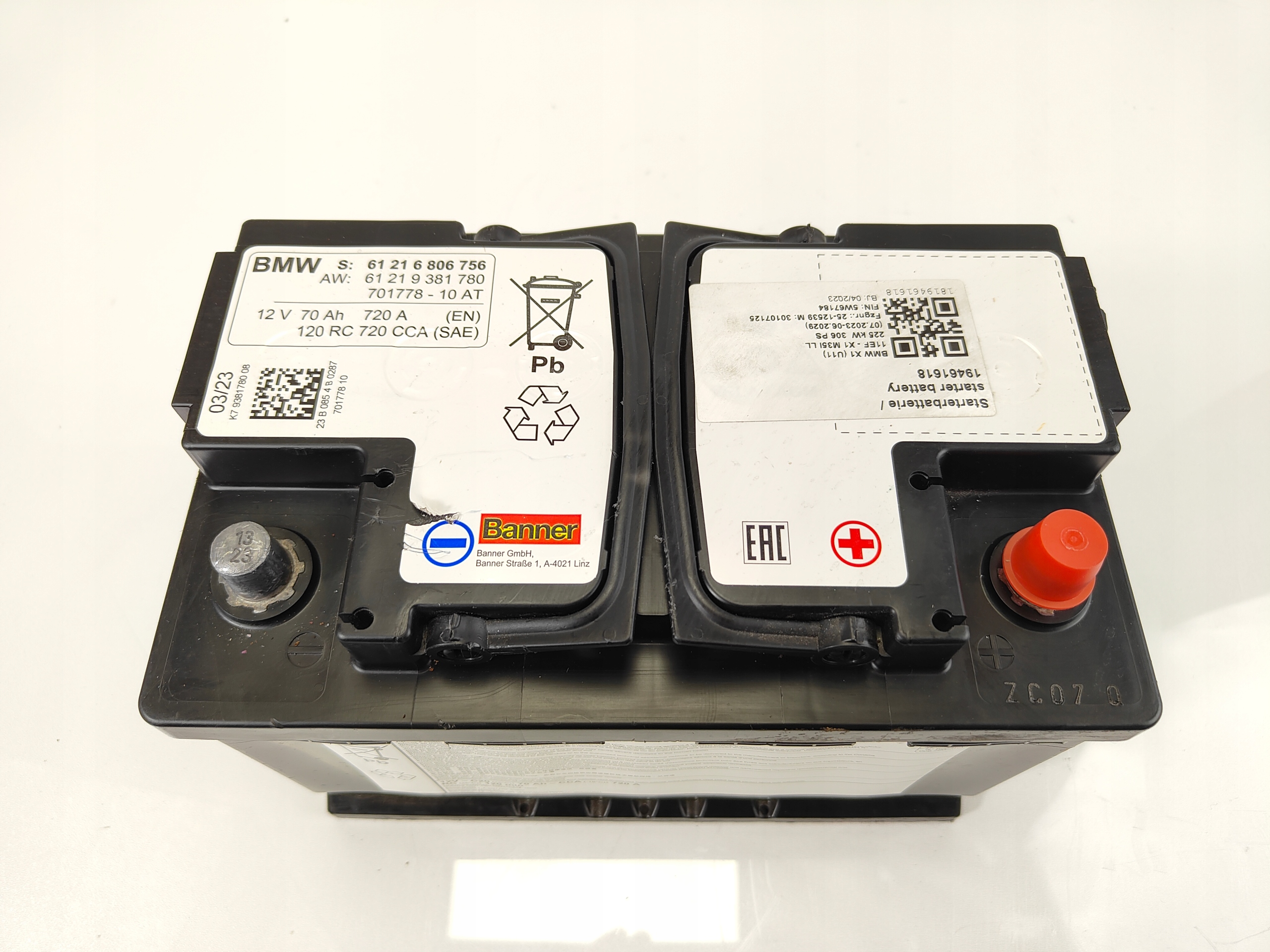 Akku AGM 12V 70Ah 720A BMW 6806756 OEM 2023