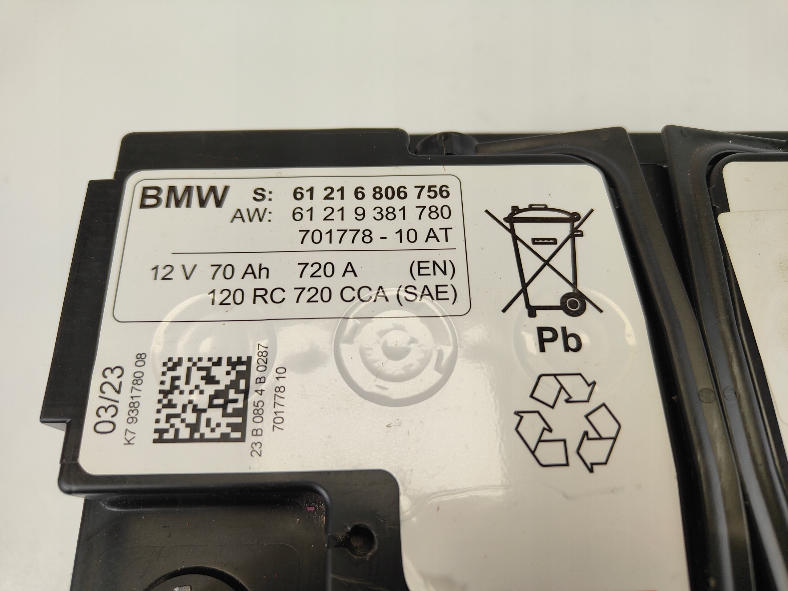 Batería AGM 12V 70Ah 720A BMW 6806756 OEM 2023 image 4