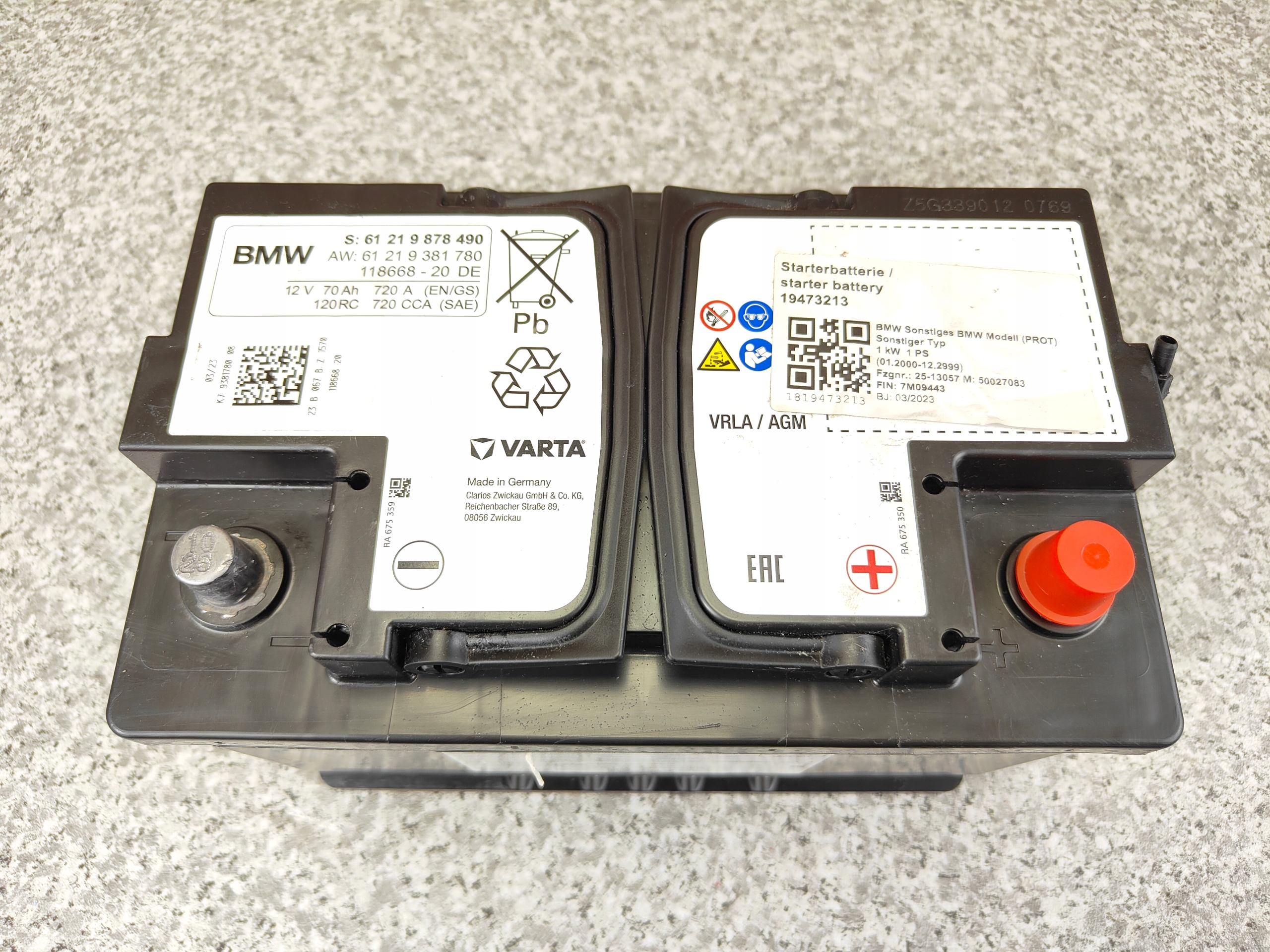 Akku AGM 12V 70Ah 720A BMW 9878490 OEM