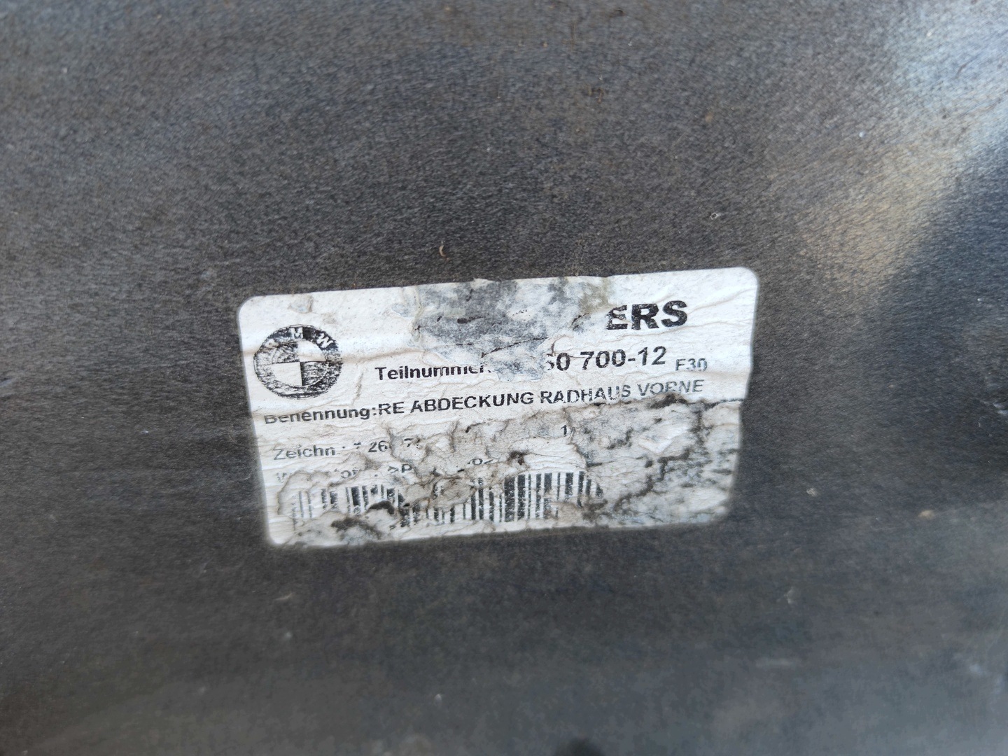 Höger främre hjulhus bakre del BMW F30 LCI LIFT 7260700 image 5