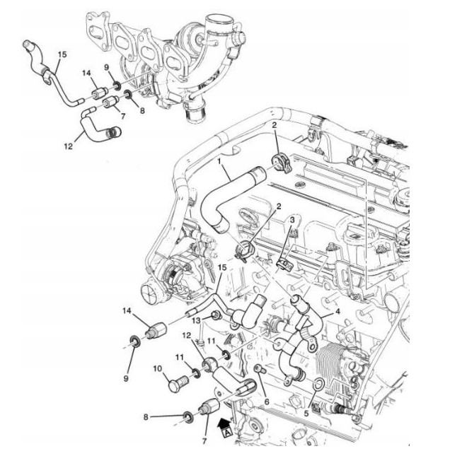 Tuyau de lubrification turbo Opel OE 55567067 - Occasion